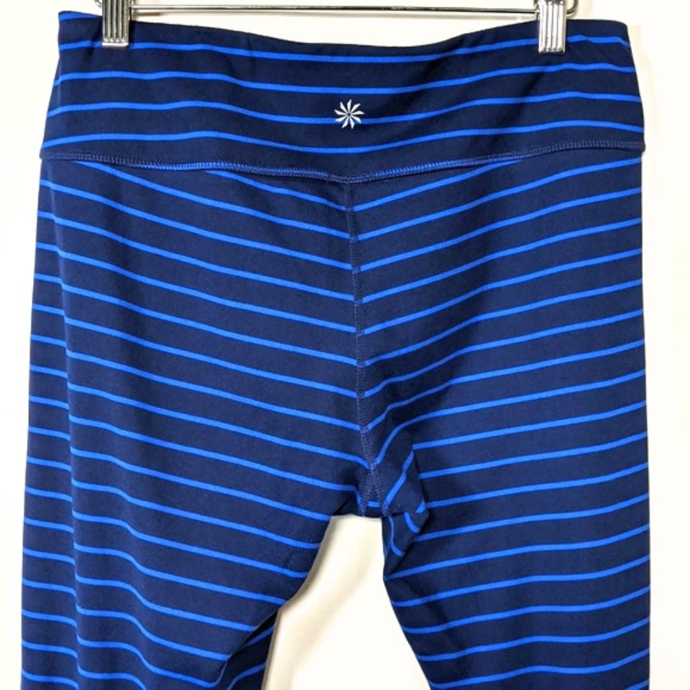 Athleta navy and blue striped leggings